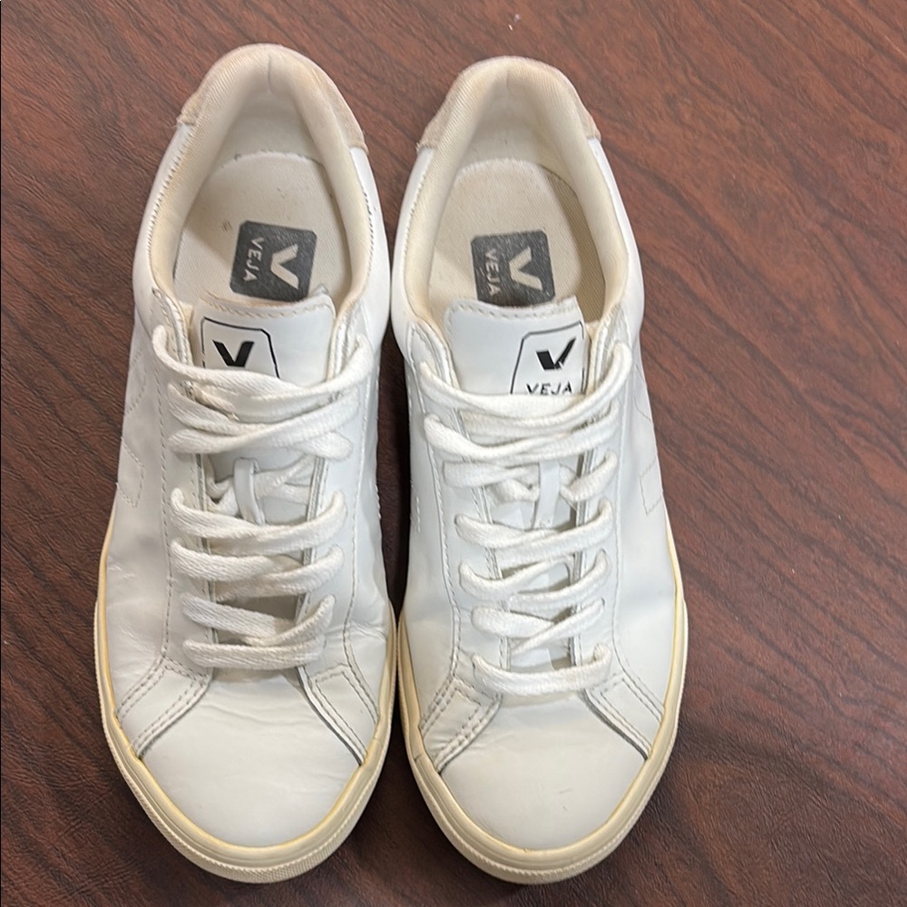 Veja White and Cream Sneakers